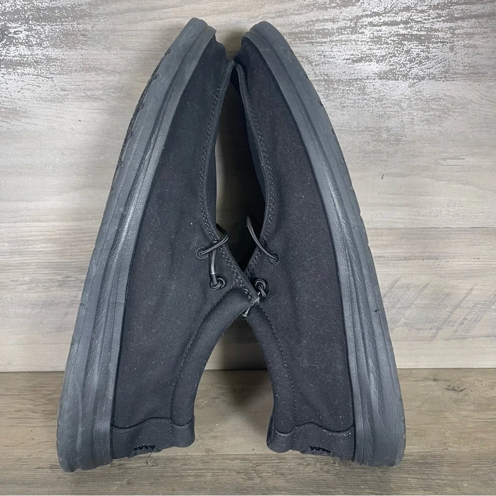 Hey Dude Wally X Mens 10 Triple Black Slip Resistant Work Wear Slip On‎ Shoes